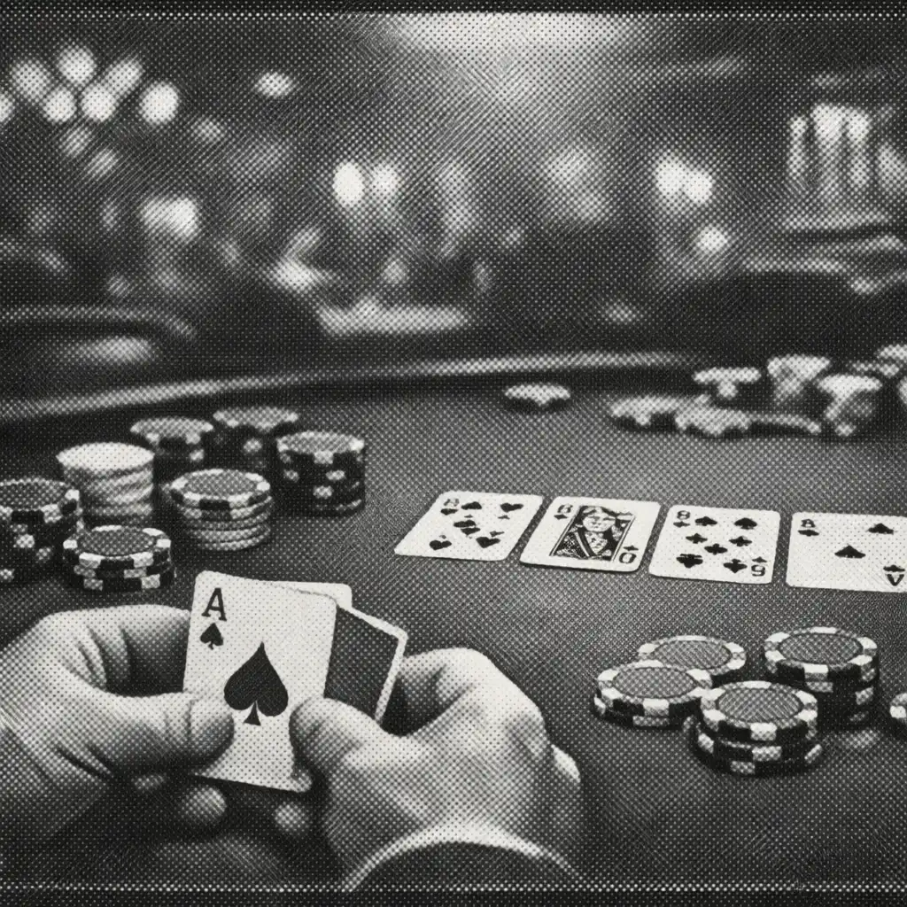Stół do pokera na statku z kartami i kolorowymi żetonami